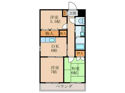 ノイシュロス御室南(3DK/4階)の間取り写真