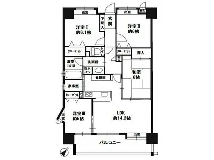 エバーライフネアシティ筑紫野(4LDK/15階)の間取り写真