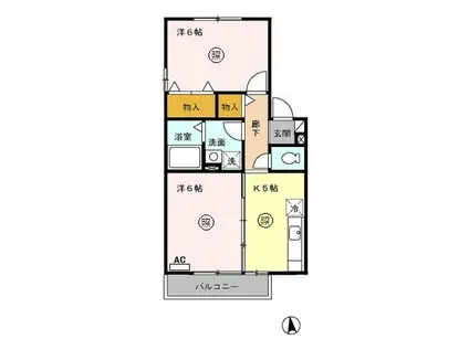 アヴェニール B棟(2K/2階)の間取り写真