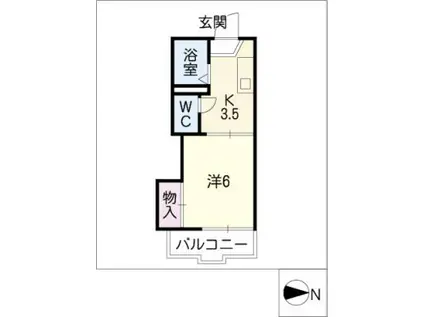 フレグランス大坪(1K/2階)の間取り写真