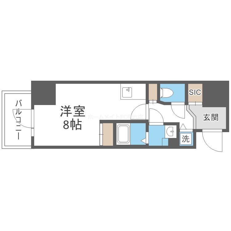 METROSA谷町六丁目ノース(ワンルーム/5階)の間取り写真