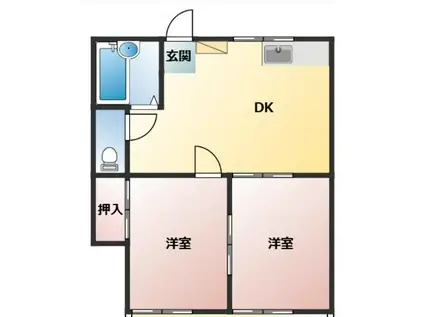 Kハイツ(2DK/1階)の間取り写真