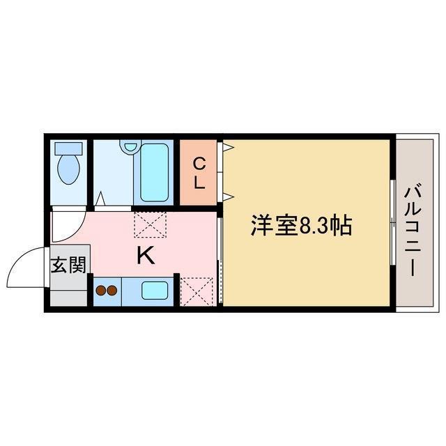 MARGINAL3F(1DK/3階)の間取り写真