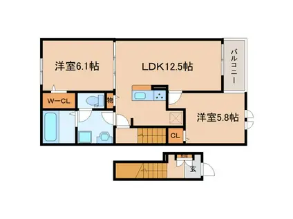 アイサイ(2LDK/2階)の間取り写真