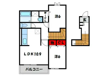 サンパティーク遠賀II(2LDK/2階)の間取り写真