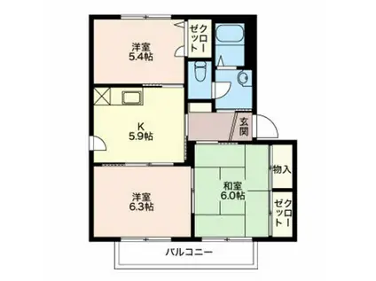ロベリア(3K/2階)の間取り写真