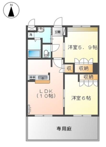 ブルー スカイ(2LDK/1階)の間取り写真