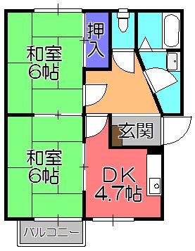 近江鉄道本線 愛知川駅 徒歩16分 2階建 築35年(2DK/1階)の間取り写真
