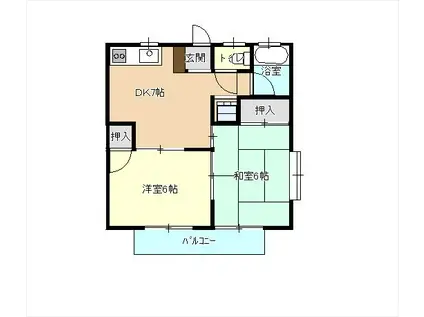 ヴィラ幸陽I(2DK/2階)の間取り写真