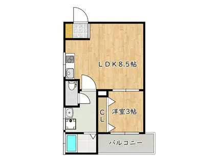 FSTYLE藤井寺道明寺2号館(1LDK/2階)の間取り写真