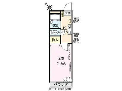 シリウスα(1K/1階)の間取り写真