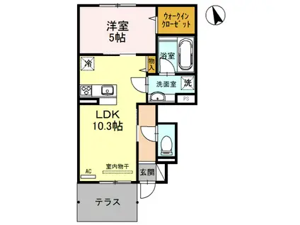 ウィット郡山(2LDK/1階)の間取り写真