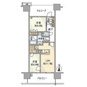 シエリア本郷駅前(2LDK/13階)の間取り写真