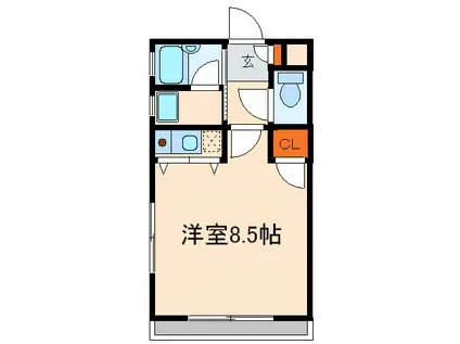 プレーヌリュンヌ(ワンルーム/1階)の間取り写真