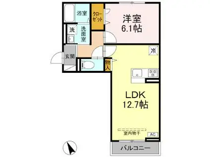 プランドール・さくら(1LDK/2階)の間取り写真