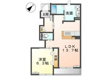 スーリールプラス Ⅰ番館(1LDK/1階)の間取り写真