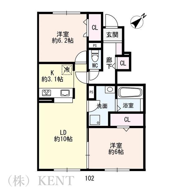 LIVELY HOME(2LDK/1階)の間取り写真
