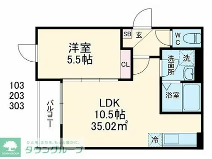GRADUS鶴ヶ島III(1LDK/2階)の間取り写真
