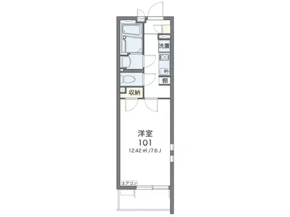 クレイノMIRAI(1K/2階)の間取り写真