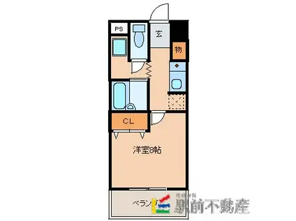 ネバーランドぶどうの樹(1K/3階)の間取り写真