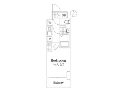 GENOVIA阪東橋IISKYGARDEN(1K/7階)の間取り写真