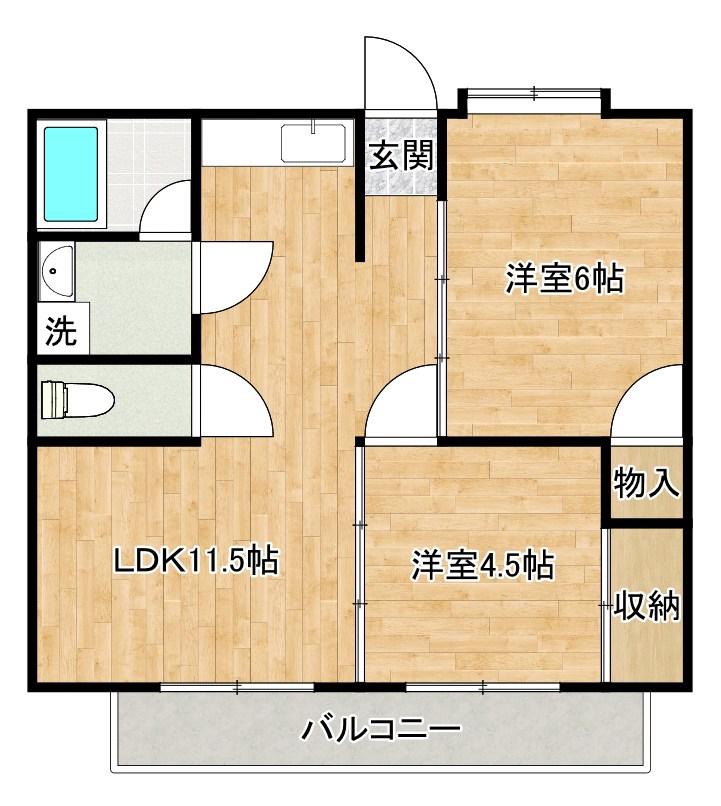 ベスト興産ビル(2LDK/6階)の間取り写真