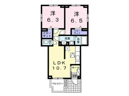 GRACE壱番館(2LDK/1階)の間取り写真