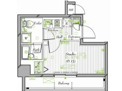 ガーラ・ステーション菊川(1K/12階)の間取り写真