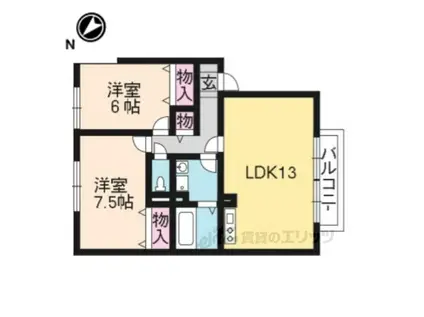 セヴェルSETA2(2LDK/2階)の間取り写真