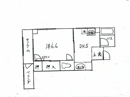 朝日ビル(1DK/2階)の間取り写真