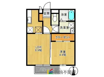 ヴィラージュ天祐館(1LDK/1階)の間取り写真