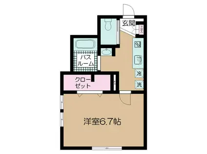 フェリーチェ洗足池(1K/2階)の間取り写真