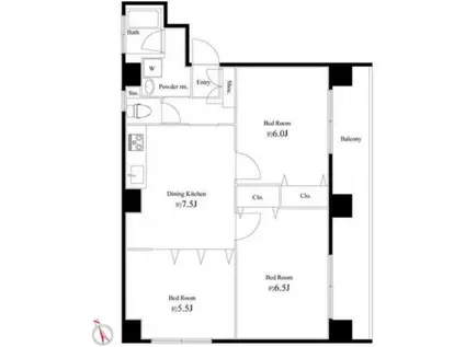 春日マンション(3DK/3階)の間取り写真
