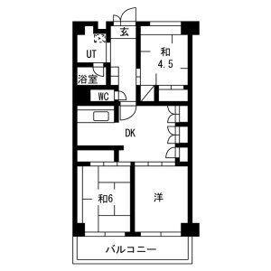 テレパレス横須賀(3DK/4階)の間取り写真