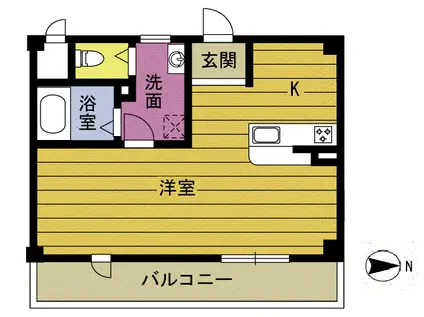 JR日豊本線 別府駅(大分) 徒歩6分 4階建 築14年(ワンルーム/1階)の間取り写真