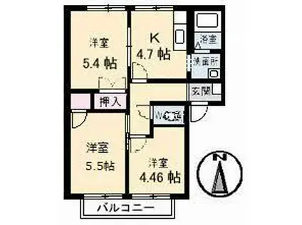 フレグランスMUKAI(3K/1階)の間取り写真