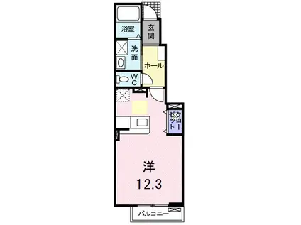 インペリアル ボヌール(ワンルーム/1階)の間取り写真