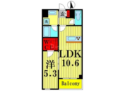 メゾン北綾瀬(1LDK/2階)の間取り写真