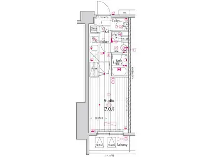 ガーラ・プライム横濱関内(1K/2階)の間取り写真