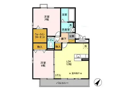 カーサみつわ台J(2LDK/3階)の間取り写真