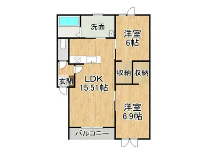 西13南13丁目マンション(2LDK/1階)の間取り写真