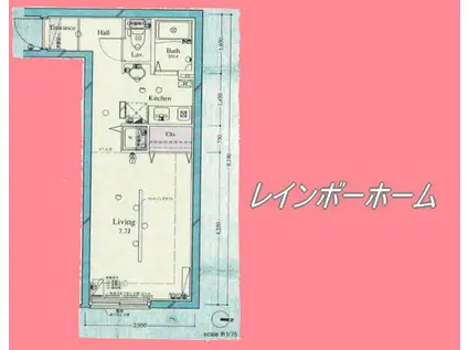ル・リオン菊川(ワンルーム/4階)の間取り写真