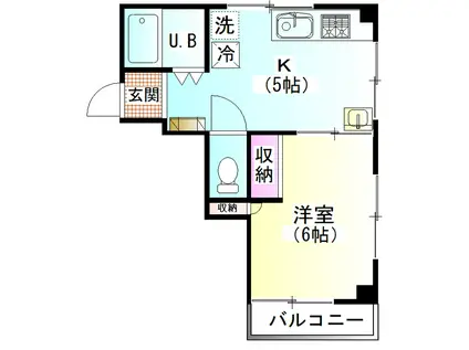 ハイネスK(1K/2階)の間取り写真
