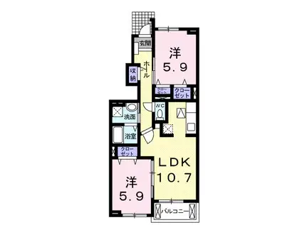 ワイズI(2LDK/1階)の間取り写真