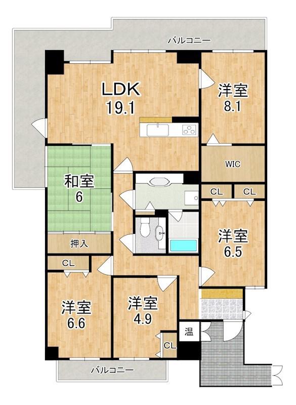 ネオハイツ八木西(5LDK/2階)の間取り写真