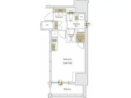 ザ・パークハビオ谷町六丁目クロス(ワンルーム/7階)の間取り写真
