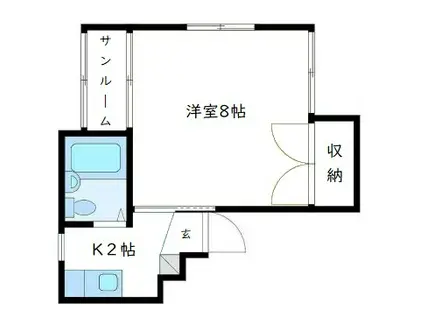 ドルチェ笠舞(1K/2階)の間取り写真