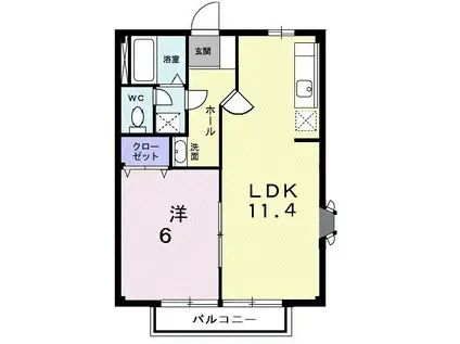 サニーフラットI(1LDK/2階)の間取り写真