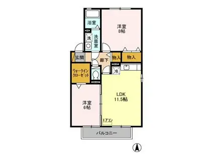 コンフォール・オリエ(2LDK/2階)の間取り写真