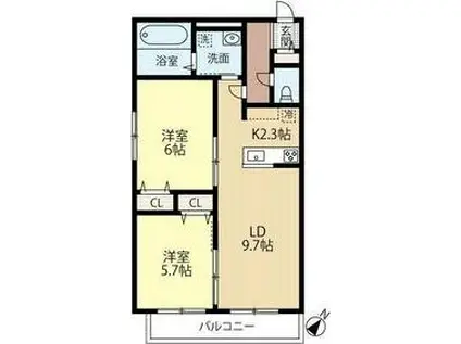 MOKU CHITOSE(2LDK/5階)の間取り写真